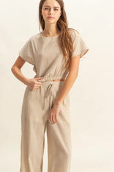 HYFVE Round Neck Short Sleeve Top and Pants Set OutfitFlow